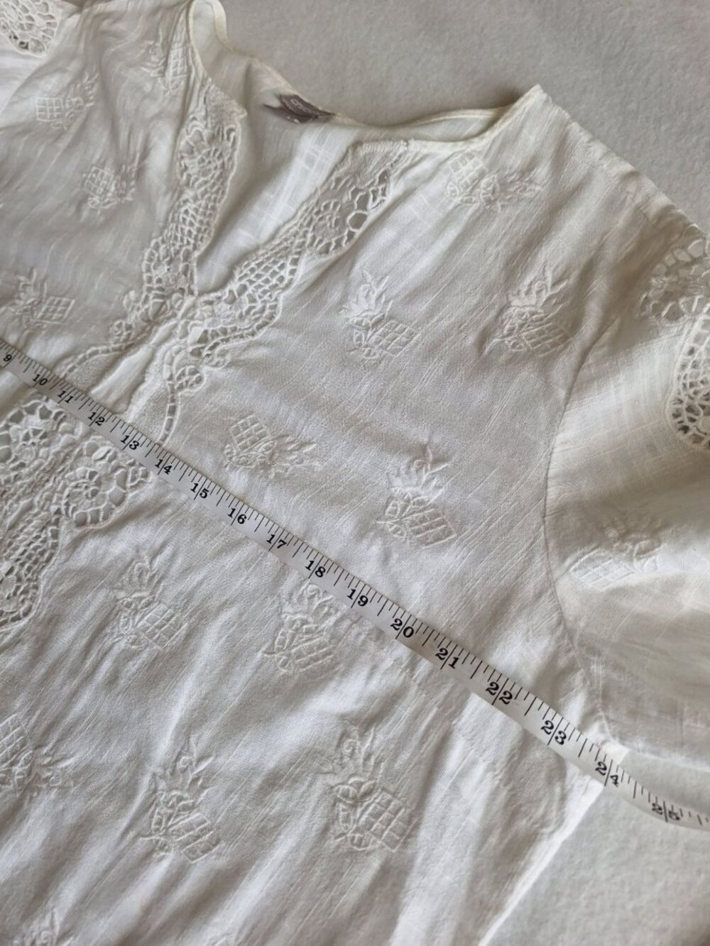 💙 Chico’s Oversized Size L/XL White Embroidered Lace Tunic Blouse Cotton Boho - Picture 5 of 8